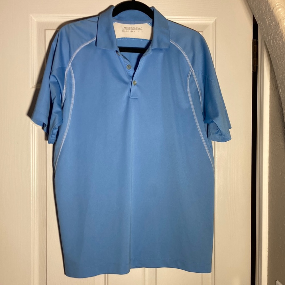 Men’s medium Nike golf dri-fit polo blue white